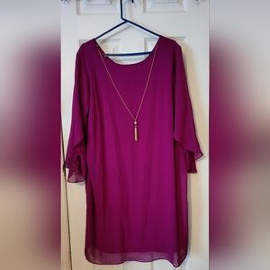 Deep aubergine layered mini dress (can be worn as a blouse)